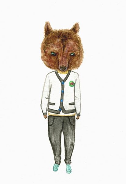 illustration preppy fox