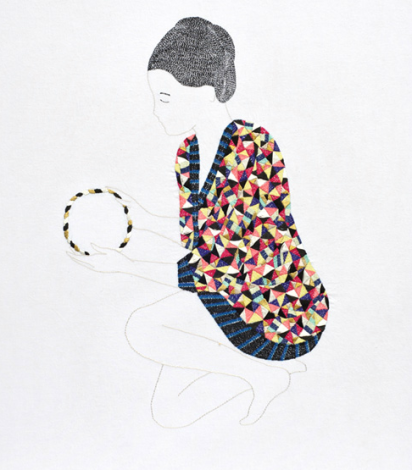 embroidered drawings