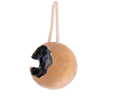 wood and geode black ornament