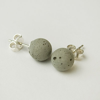 concrete earrings, cement stud earrings