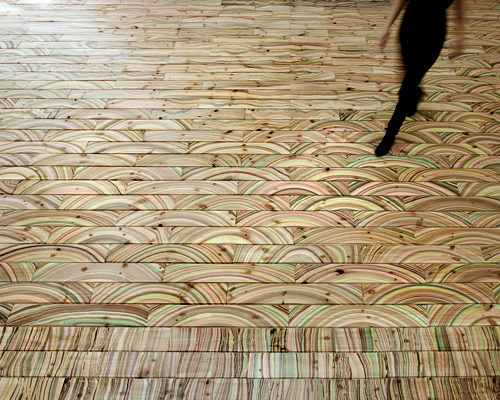 marbled wood floor