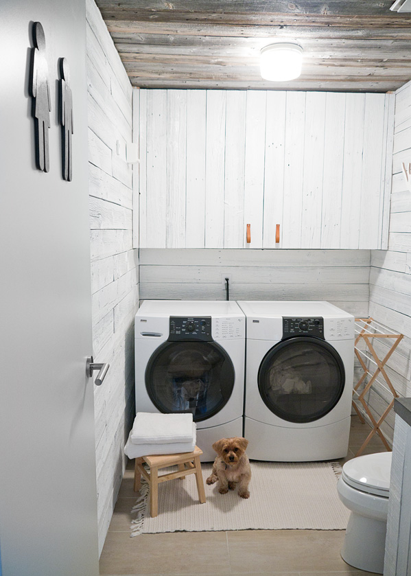 white rustic laundry room