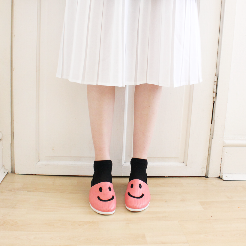 pink smiley shoes